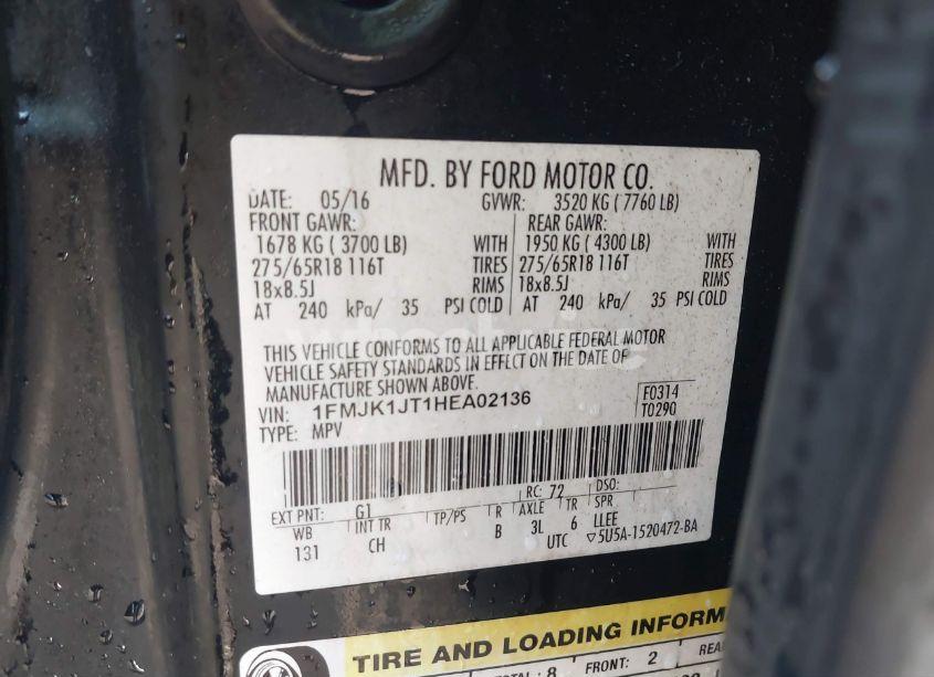 Photo 9 of 2017 Ford Expedition EL XLT (VIN 1FMJK1JT1HEA02136)