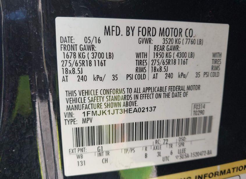 Photo 9 of 2017 Ford Expedition EL XLT (VIN 1FMJK1JT3HEA02137)