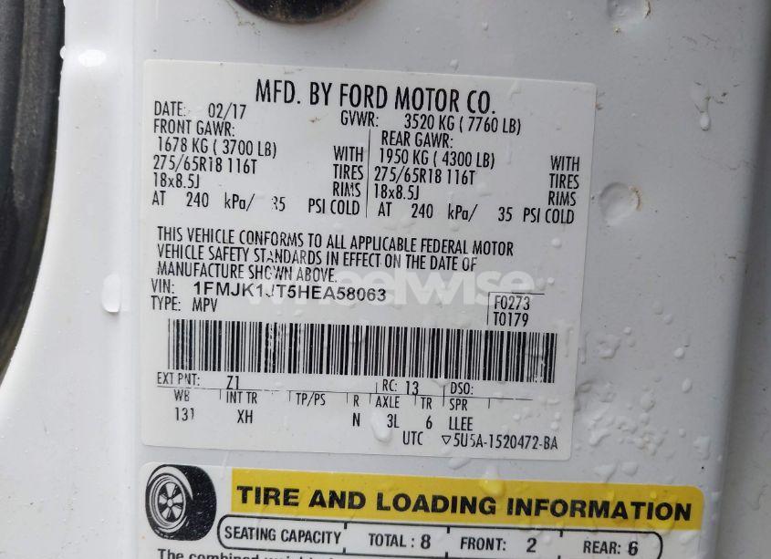 Photo 9 of 2017 Ford Expedition EL XLT (VIN 1FMJK1JT5HEA58063)