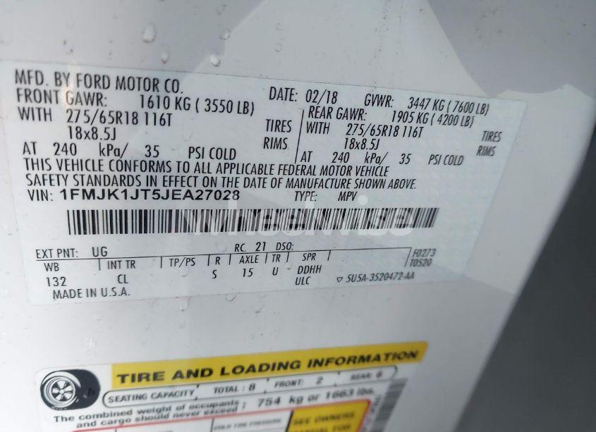 Photo 9 of 2018 Ford Expedition MAX XLT (VIN 1FMJK1JT5JEA27028)