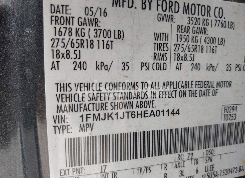 Photo 9 of 2017 Ford Expedition EL XLT (VIN 1FMJK1JT6HEA01144)