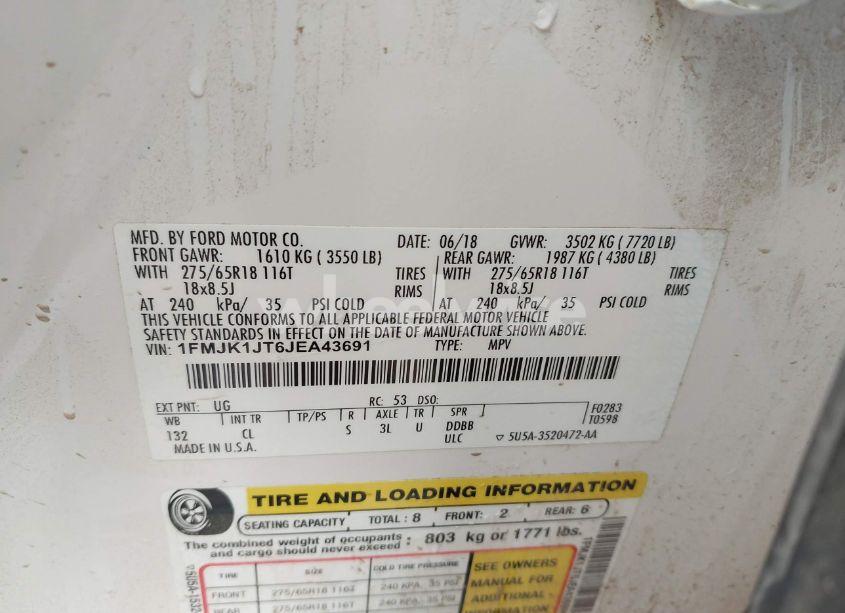 Photo 9 of 2018 Ford Expedition MAX XLT (VIN 1FMJK1JT6JEA43691)