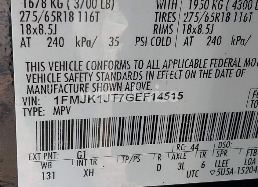 Photo 9 of 2016 Ford Expedition EL XLT (VIN 1FMJK1JT7GEF14515)