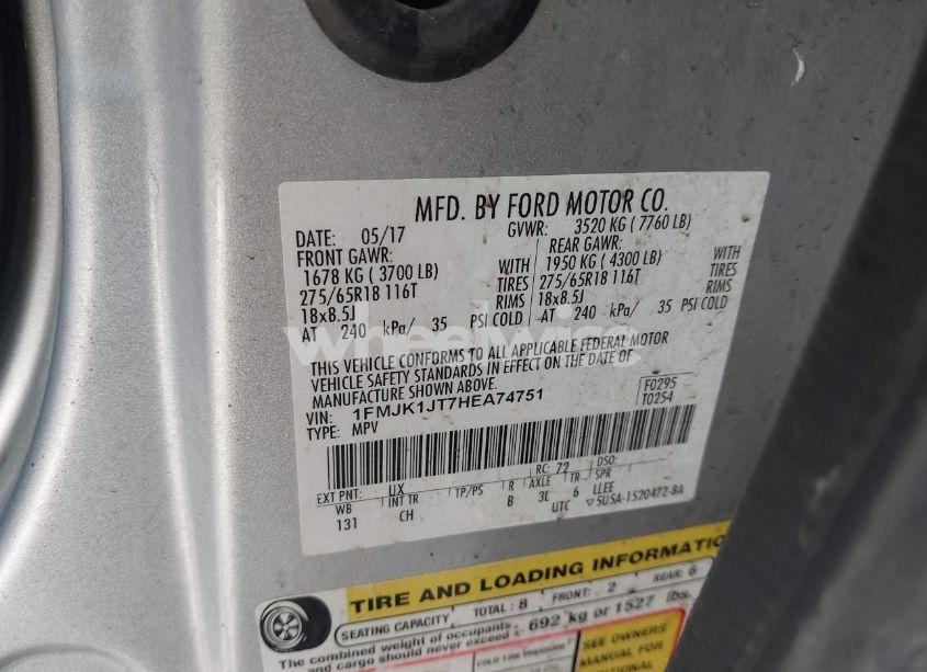 Photo 9 of 2017 Ford Expedition EL XLT (VIN 1FMJK1JT7HEA74751)