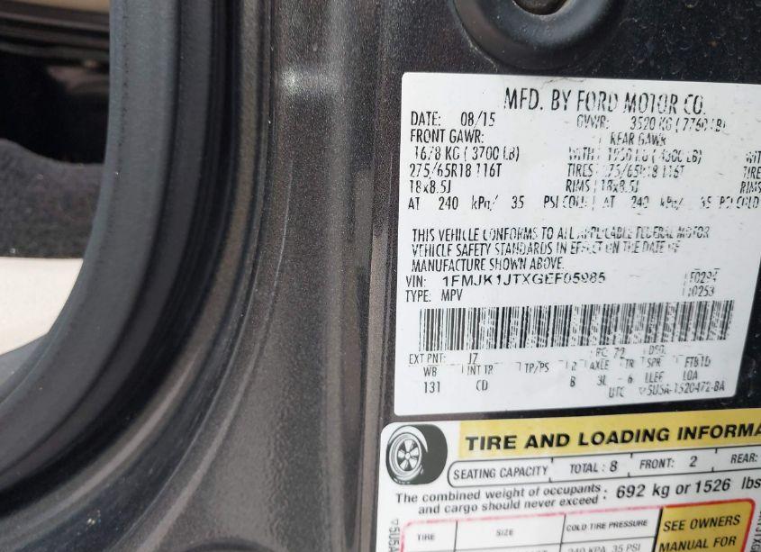 Photo 9 of 2016 Ford Expedition EL XLT (VIN 1FMJK1JTXGEF05985)