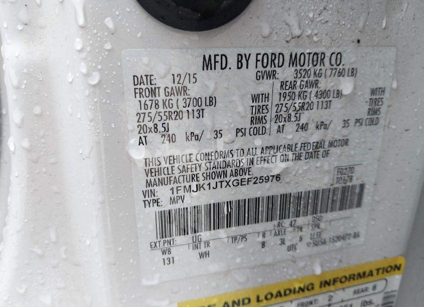 Photo 9 of 2016 Ford Expedition EL XLT (VIN 1FMJK1JTXGEF25976)