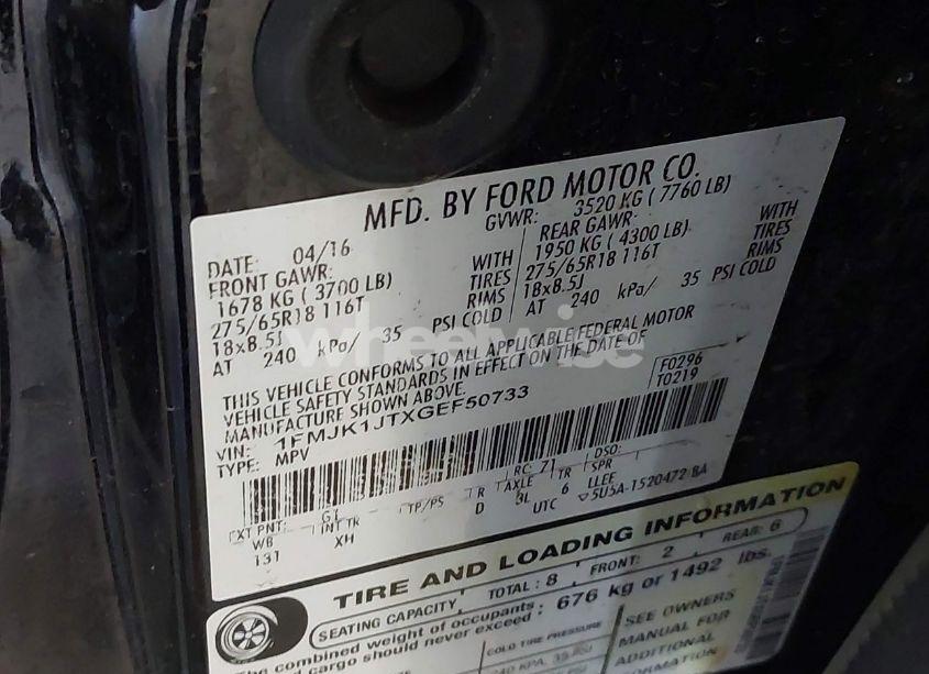 Photo 9 of 2016 Ford Expedition EL XLT (VIN 1FMJK1JTXGEF50733)