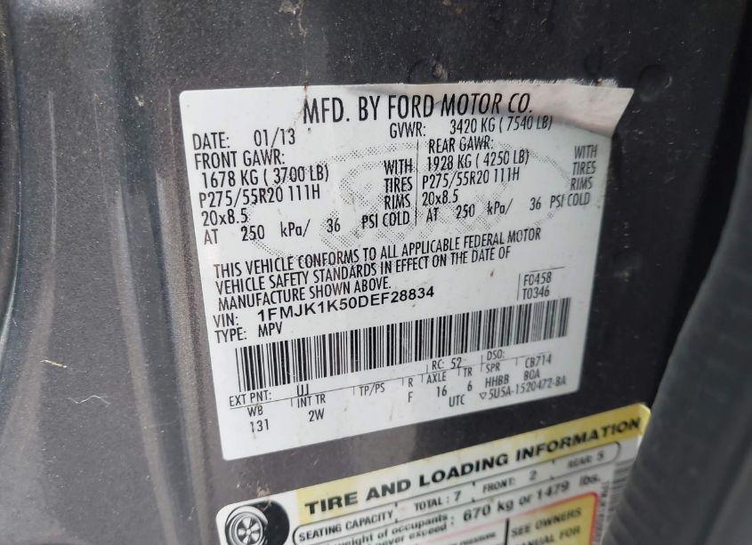 Photo 9 of 2013 Ford Expedition EL LIMITED (VIN 1FMJK1K50DEF28834)