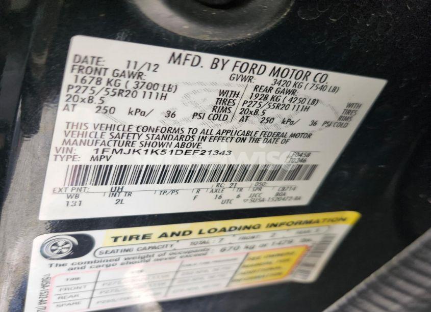 Photo 9 of 2013 Ford Expedition (VIN 1FMJK1K51DEF21343)