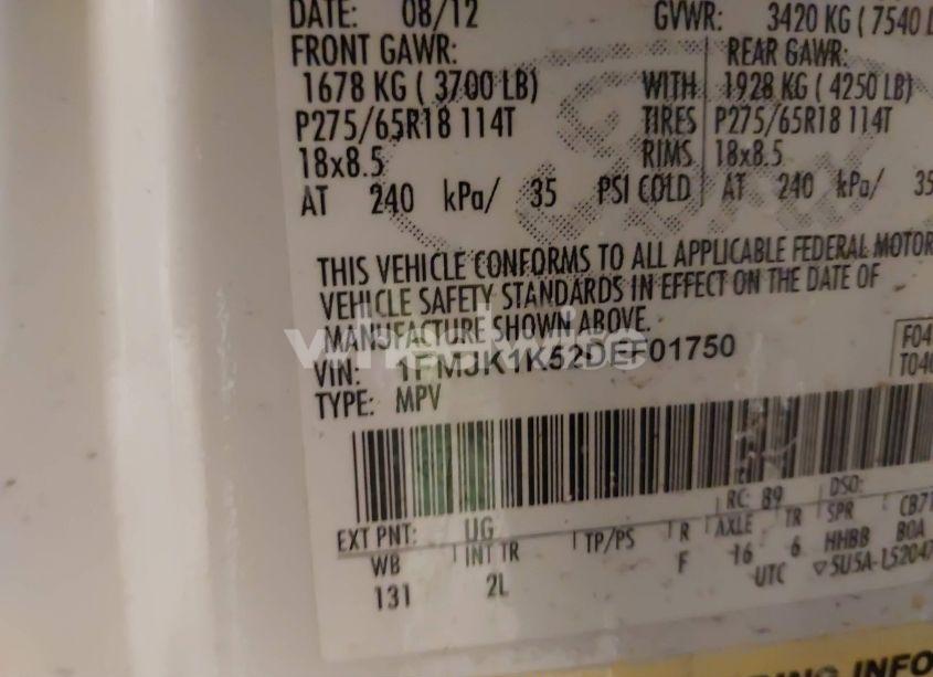 Photo 9 of 2013 Ford Expedition EL LIMITED (VIN 1FMJK1K52DEF01750)