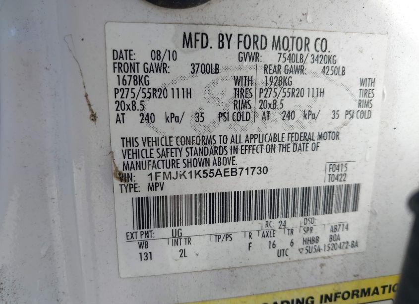 Photo 9 of 2010 Ford Expedition EL LIMITED (VIN 1FMJK1K55AEB71730)