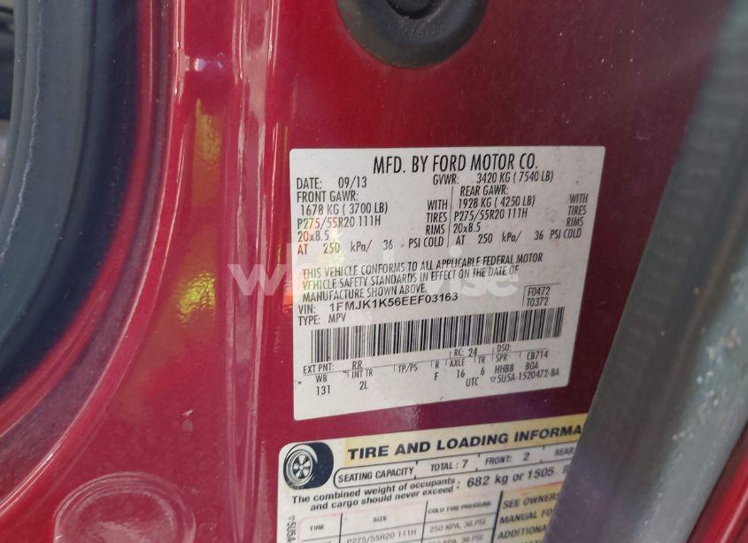 Photo 9 of 2014 Ford Expedition EL LIMITED (VIN 1FMJK1K56EEF03163)