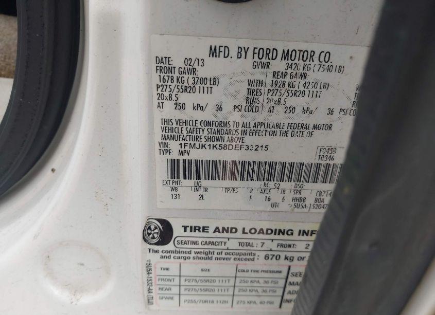 Photo 9 of 2013 Ford Expedition EL LIMITED (VIN 1FMJK1K58DEF33215)