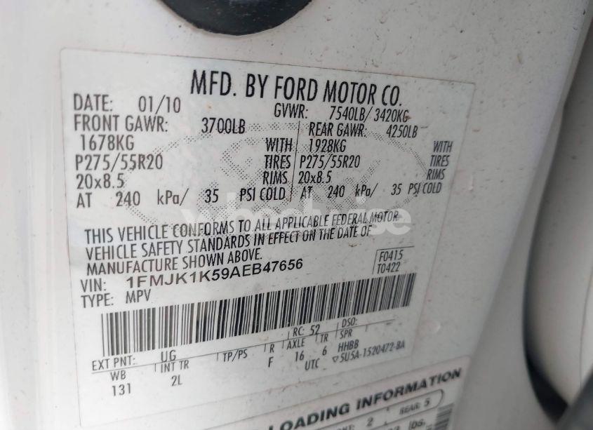 Photo 9 of 2010 Ford Expedition EL LIMITED (VIN 1FMJK1K59AEB47656)