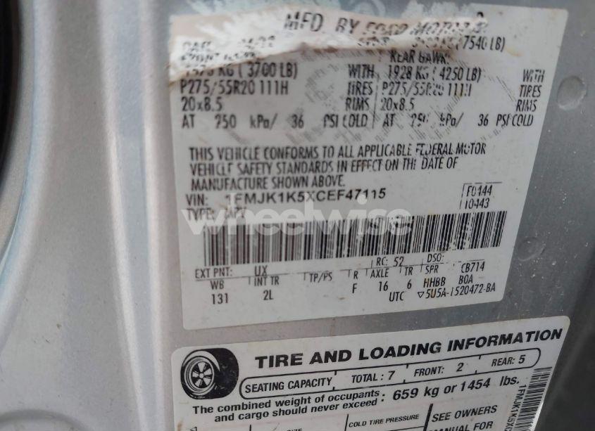 Photo 9 of 2012 Ford Expedition EL LIMITED (VIN 1FMJK1K5XCEF47115)