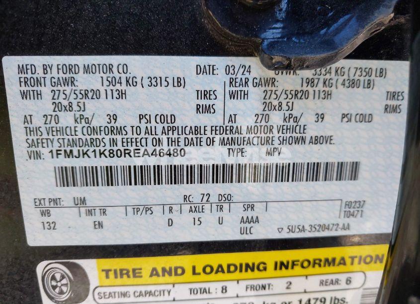 Photo 9 of 2024 Ford Expedition LIMITED MAX (VIN 1FMJK1K80REA46480)