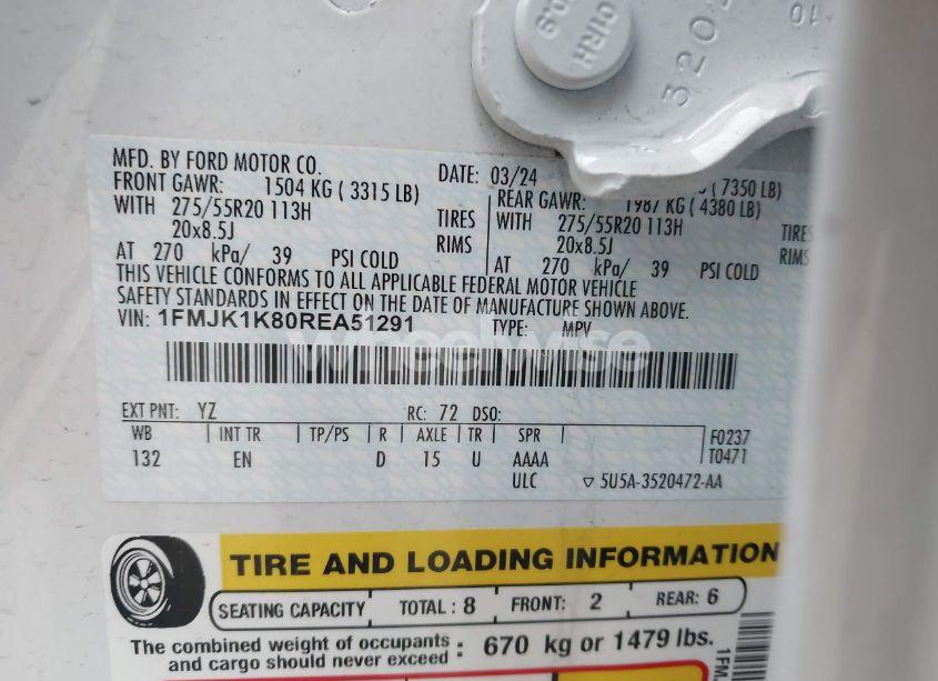 Photo 9 of 2024 Ford Expedition LIMITED MAX (VIN 1FMJK1K80REA51291)