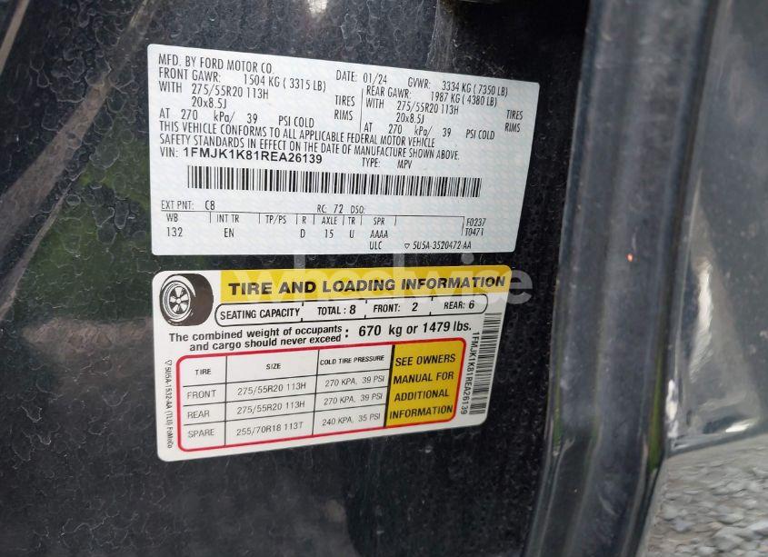 Photo 9 of 2024 Ford Expedition LIMITED MAX (VIN 1FMJK1K81REA26139)