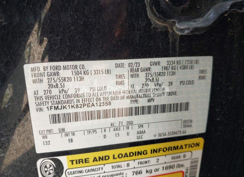 Photo 9 of 2023 Ford Expedition LIMITED MAX (VIN 1FMJK1K82PEA12358)