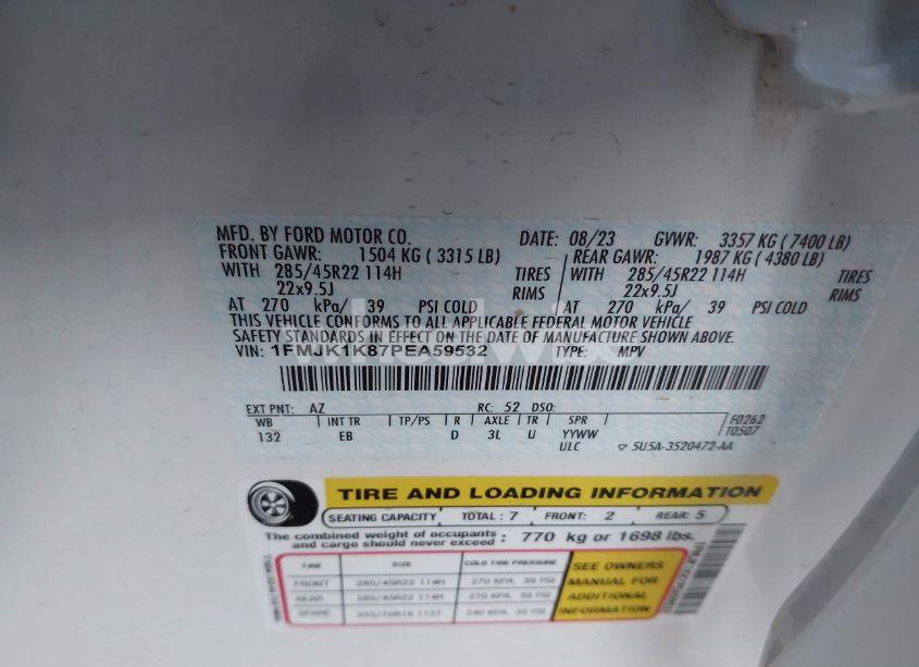 Photo 9 of 2023 Ford Expedition LIMITED MAX (VIN 1FMJK1K87PEA59532)