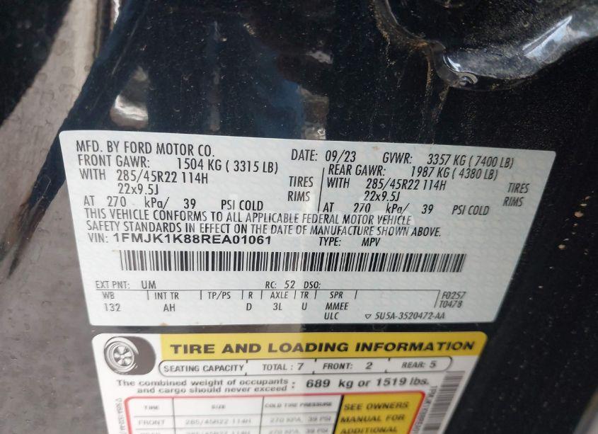 Photo 9 of 2024 Ford Expedition LIMITED MAX (VIN 1FMJK1K88REA01061)