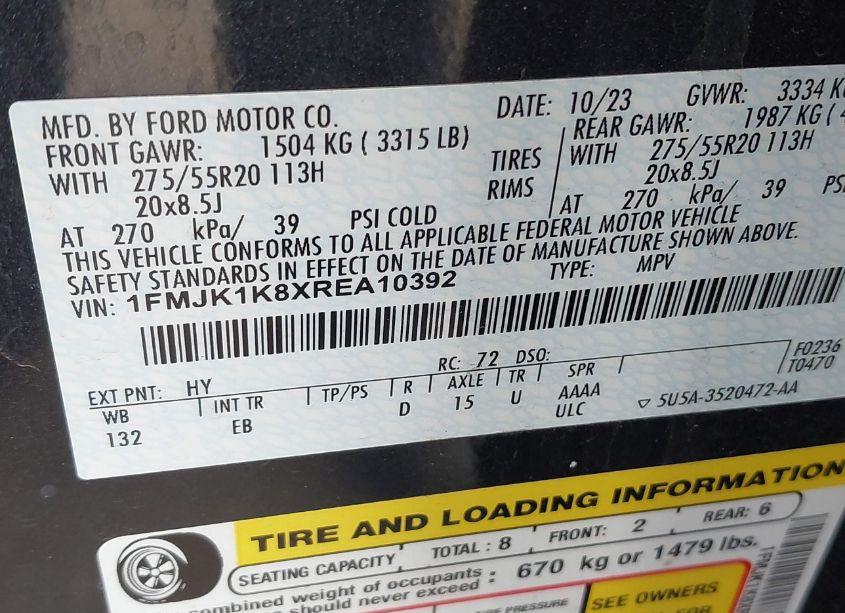 Photo 9 of 2024 Ford Expedition LIMITED MAX (VIN 1FMJK1K8XREA10392)