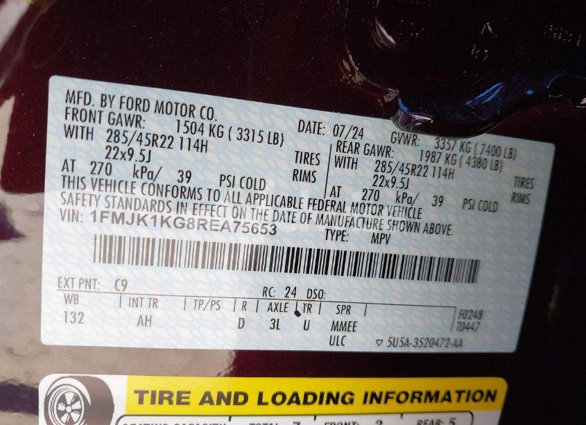 Photo 9 of 2024 Ford Expedition LIMITED MAX (VIN 1FMJK1KG8REA75653)