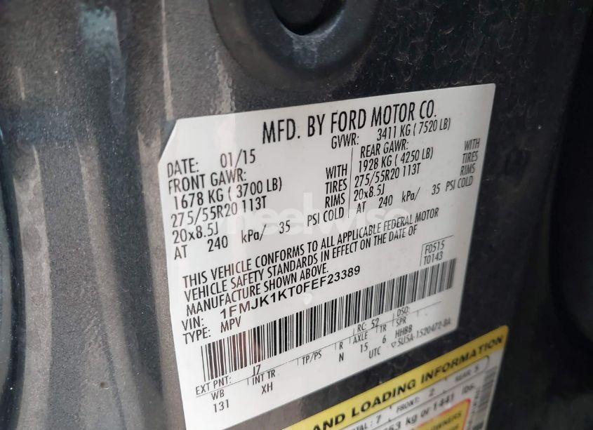 Photo 9 of 2015 Ford Expedition EL LIMITED (VIN 1FMJK1KT0FEF23389)