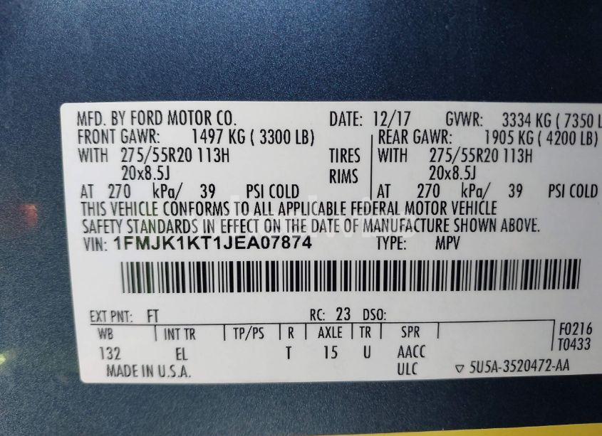 Photo 9 of 2018 Ford Expedition MAX LIMITED (VIN 1FMJK1KT1JEA07874)