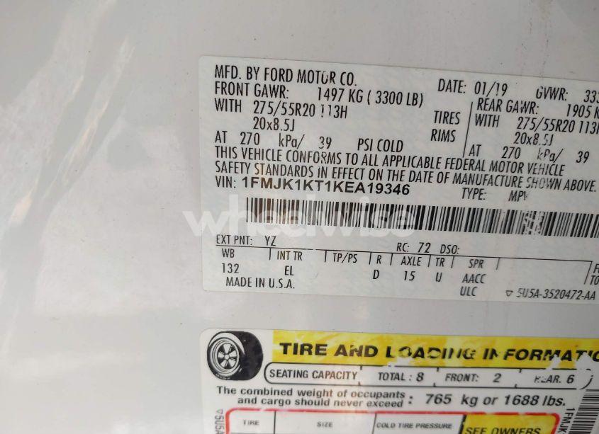 Photo 9 of 2019 Ford Expedition MAX LIMITED (VIN 1FMJK1KT1KEA19346)