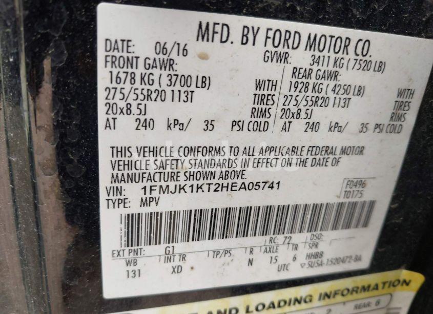 Photo 9 of 2017 Ford Expedition EL LIMITED (VIN 1FMJK1KT2HEA05741)