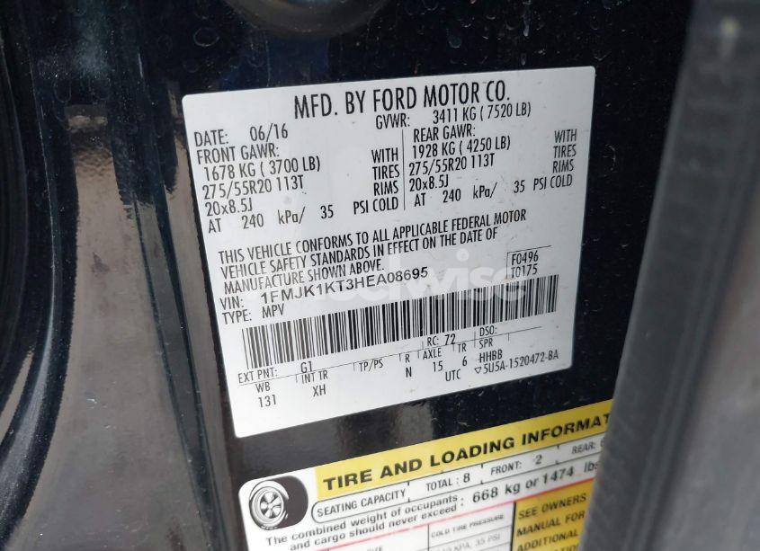 Photo 9 of 2017 Ford Expedition EL LIMITED (VIN 1FMJK1KT3HEA08695)