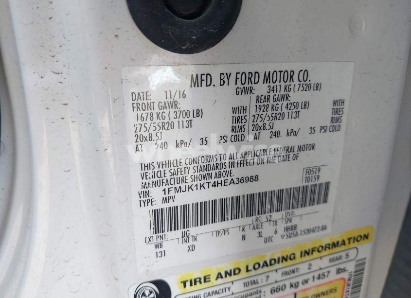 Photo 9 of 2017 Ford Expedition EL LIMITED (VIN 1FMJK1KT4HEA36988)