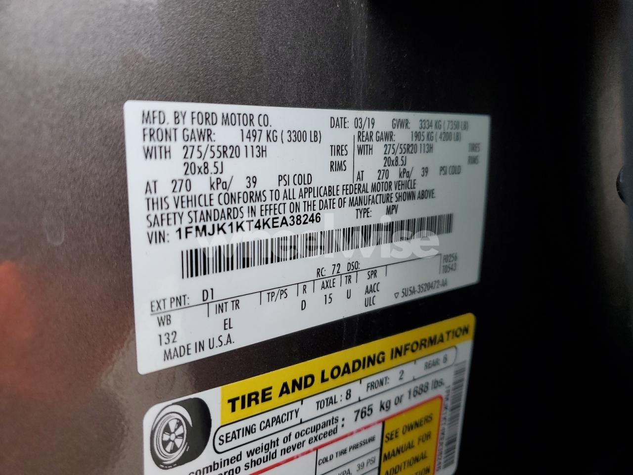 Photo 14 of 2019 FORD EXPEDITION MAX LIMITED (VIN 1FMJK1KT4KEA38246)