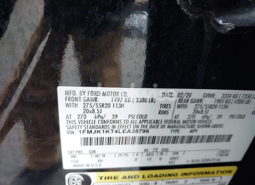 Photo 9 of 2020 Ford Expedition LIMITED MAX (VIN 1FMJK1KT4LEA38796)