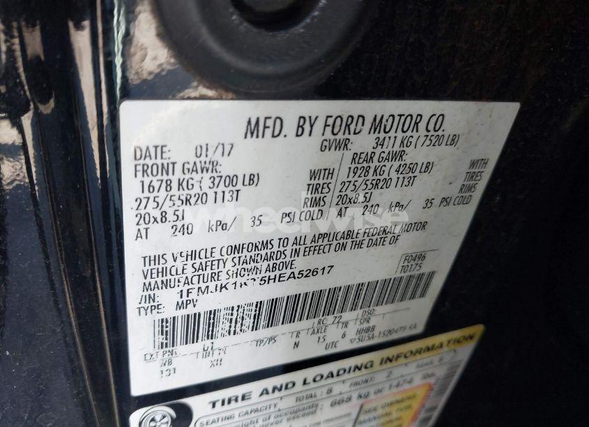 Photo 9 of 2017 Ford Expedition EL LIMITED (VIN 1FMJK1KT5HEA52617)