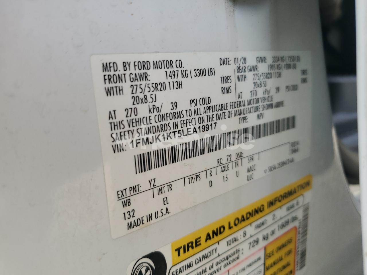 Photo 12 of 2020 FORD EXPEDITION MAX LIMITED (VIN 1FMJK1KT5LEA19917)