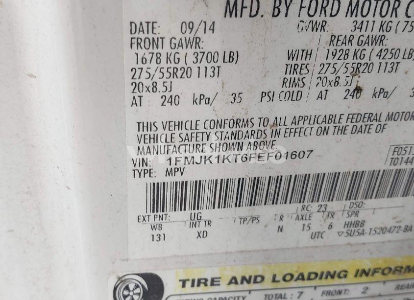 Photo 9 of 2015 Ford Expedition EL LIMITED (VIN 1FMJK1KT6FEF01607)