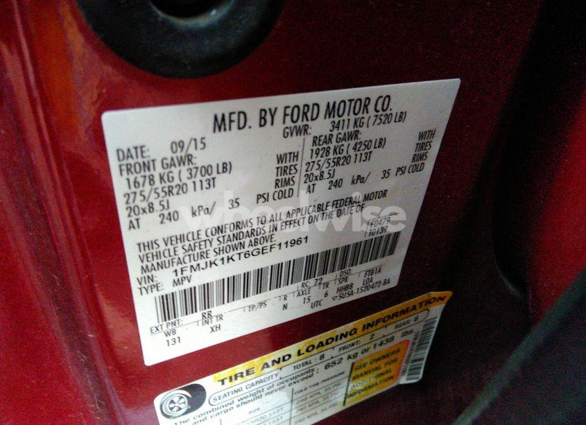 Photo 9 of 2016 Ford Expedition EL LIMITED (VIN 1FMJK1KT6GEF11961)