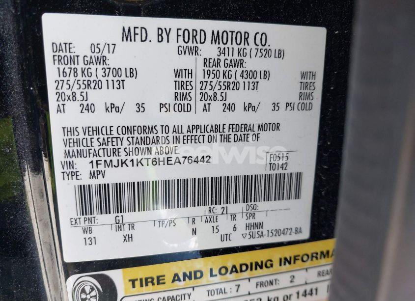 Photo 9 of 2017 Ford Expedition EL LIMITED (VIN 1FMJK1KT6HEA76442)