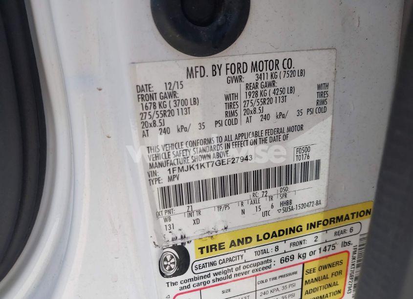 Photo 9 of 2016 Ford Expedition EL LIMITED (VIN 1FMJK1KT7GEF27943)
