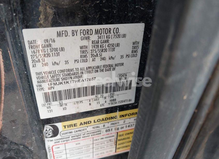 Photo 9 of 2017 Ford Expedition EL LIMITED (VIN 1FMJK1KT7HEA17657)