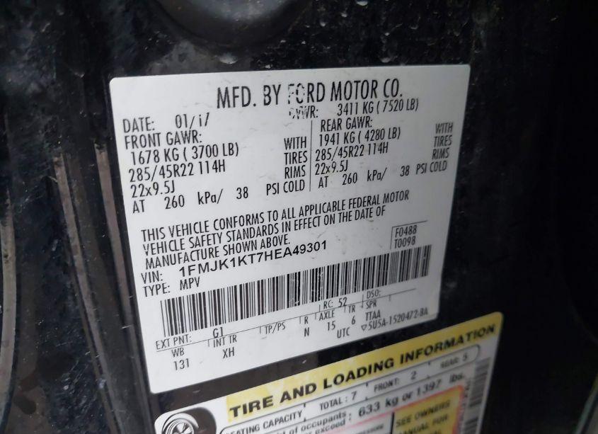 Photo 9 of 2017 Ford Expedition EL LIMITED (VIN 1FMJK1KT7HEA49301)