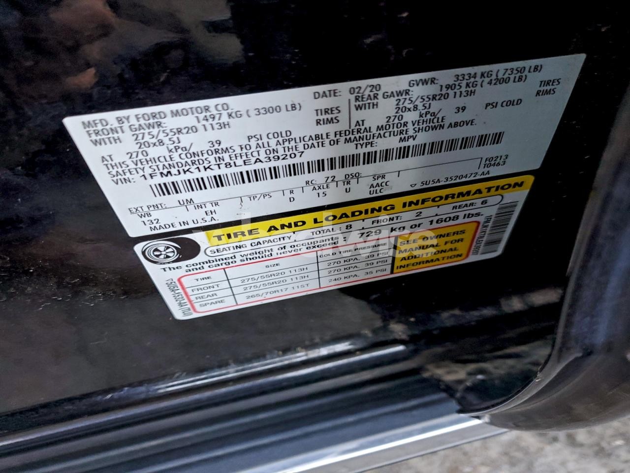 Photo 13 of 2020 FORD EXPEDITION MAX LIMITED (VIN 1FMJK1KT8LEA39207)