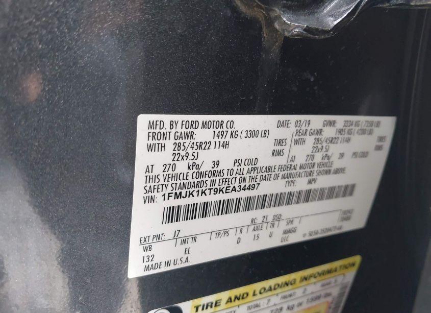 Photo 9 of 2019 Ford Expedition MAX LIMITED (VIN 1FMJK1KT9KEA34497)