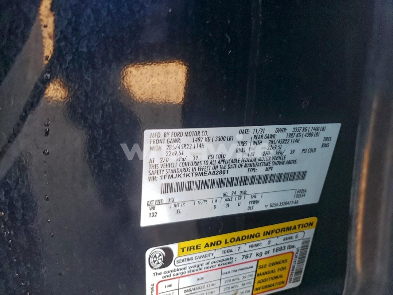 Photo 13 of 2021 FORD EXPEDITION MAX LIMITED (VIN 1FMJK1KT9MEA82861)