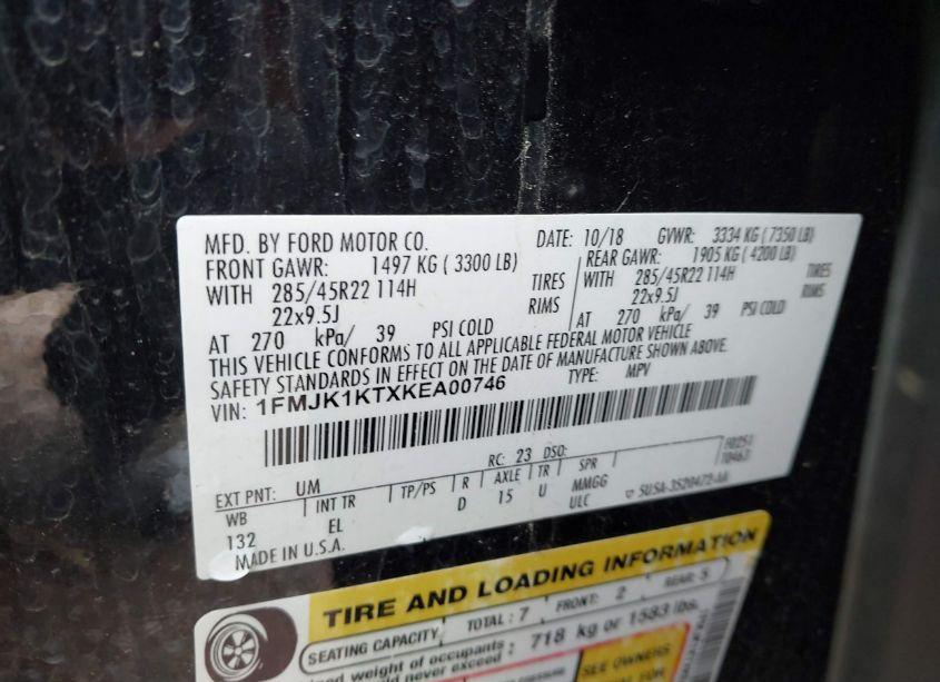 Photo 9 of 2019 Ford Expedition MAX LIMITED (VIN 1FMJK1KTXKEA00746)