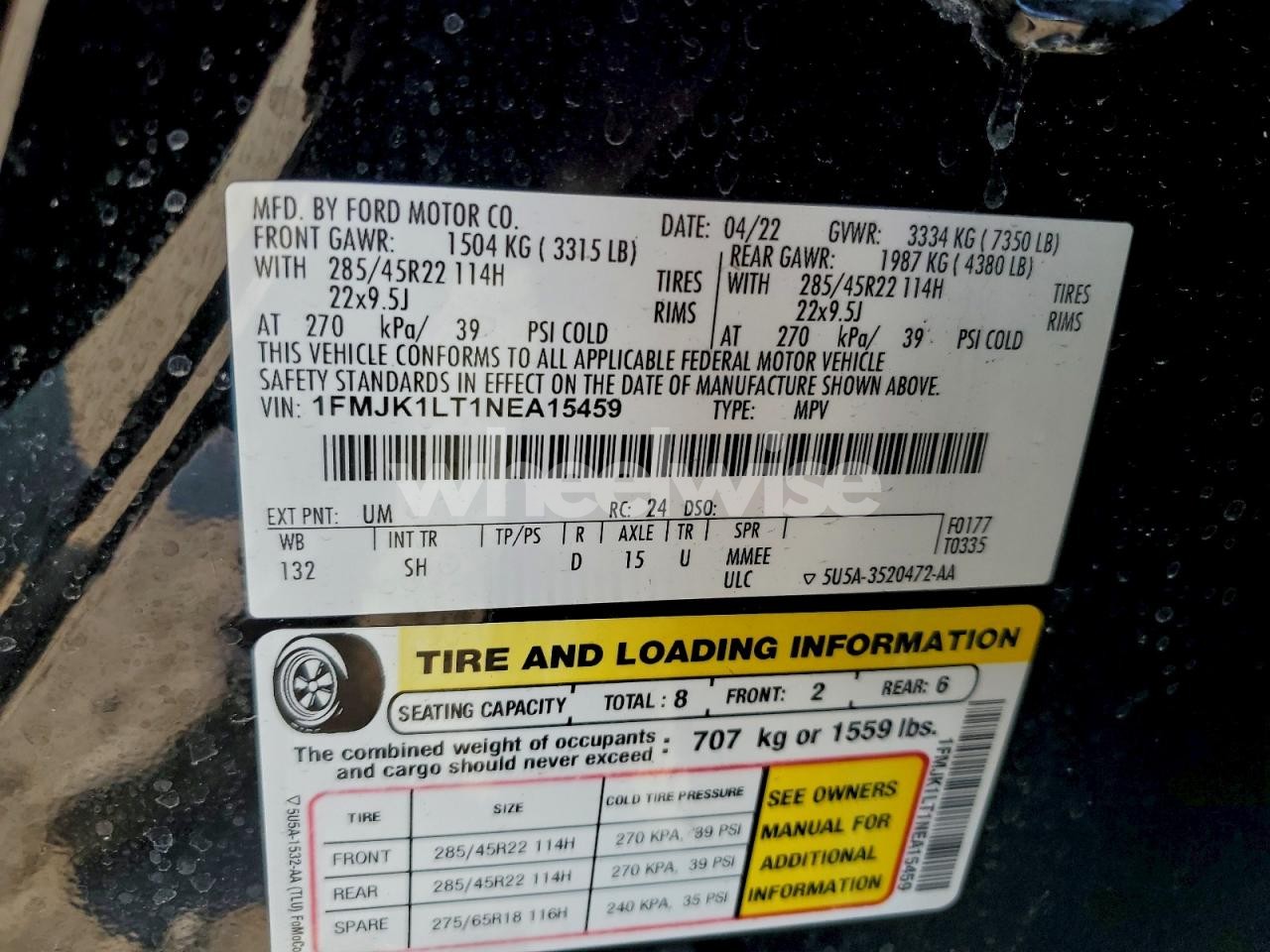 Photo 13 of 2022 FORD EXPEDITION MAX PLATINUM (VIN 1FMJK1LT1NEA15459)