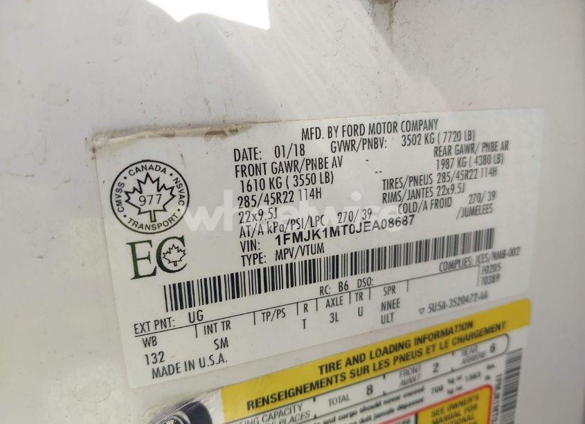 Photo 9 of 2018 Ford Expedition MAX PLATINUM (VIN 1FMJK1MT0JEA08687)