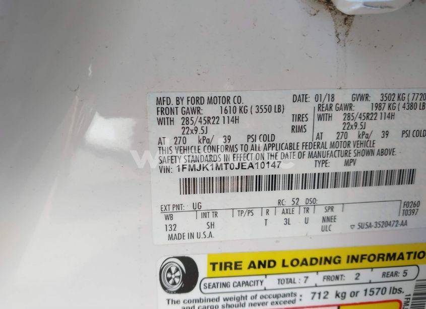 Photo 9 of 2018 Ford Expedition MAX PLATINUM (VIN 1FMJK1MT0JEA10147)